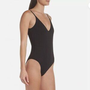 NWT Leith Textured One Piece Swimsuit Black Size XL - NO371599MI